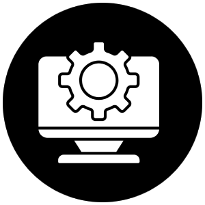 Computer mit Zahnradsymbol